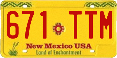 NM license plate 671TTM