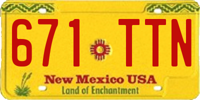 NM license plate 671TTN