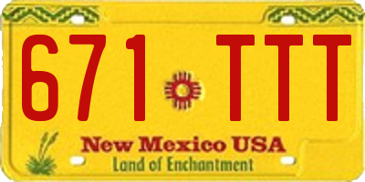 NM license plate 671TTT