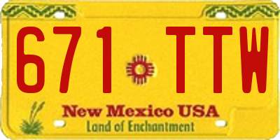 NM license plate 671TTW