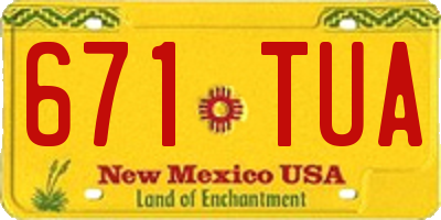 NM license plate 671TUA