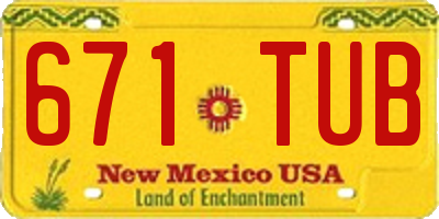 NM license plate 671TUB
