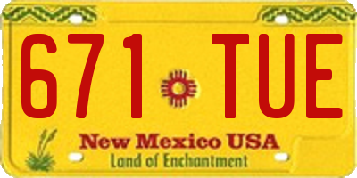 NM license plate 671TUE