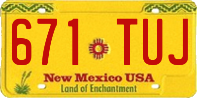 NM license plate 671TUJ