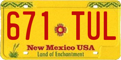 NM license plate 671TUL