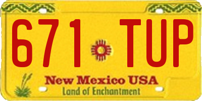 NM license plate 671TUP