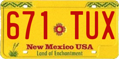 NM license plate 671TUX