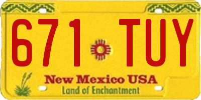 NM license plate 671TUY