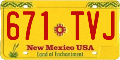 NM license plate 671TVJ