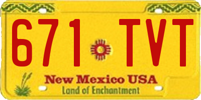 NM license plate 671TVT