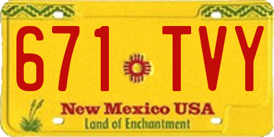 NM license plate 671TVY
