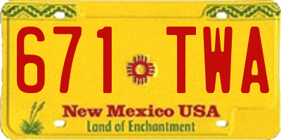 NM license plate 671TWA