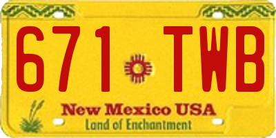 NM license plate 671TWB