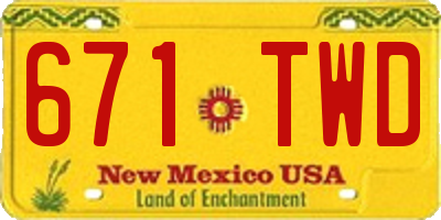 NM license plate 671TWD