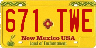 NM license plate 671TWE
