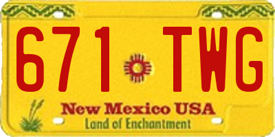NM license plate 671TWG