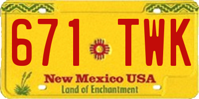 NM license plate 671TWK