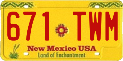 NM license plate 671TWM