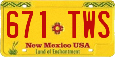 NM license plate 671TWS