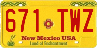 NM license plate 671TWZ
