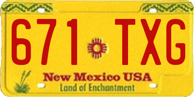 NM license plate 671TXG