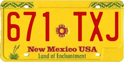 NM license plate 671TXJ