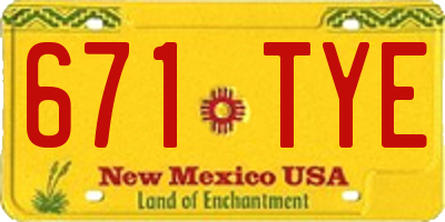 NM license plate 671TYE