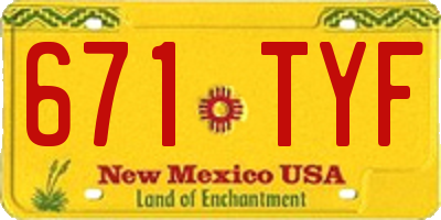 NM license plate 671TYF