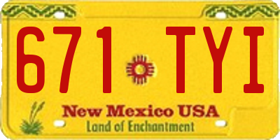 NM license plate 671TYI