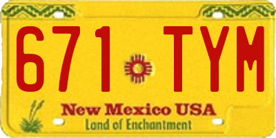 NM license plate 671TYM
