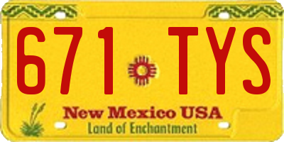 NM license plate 671TYS