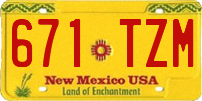 NM license plate 671TZM