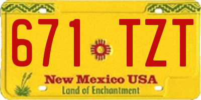 NM license plate 671TZT