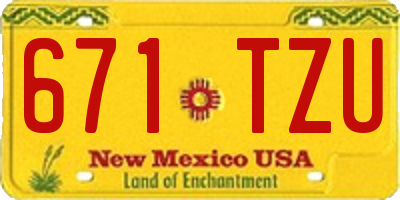 NM license plate 671TZU