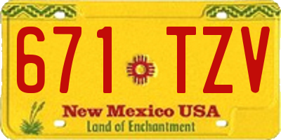 NM license plate 671TZV