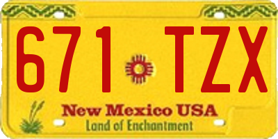 NM license plate 671TZX