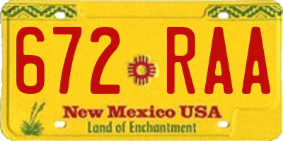 NM license plate 672RAA