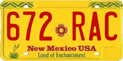 NM license plate 672RAC