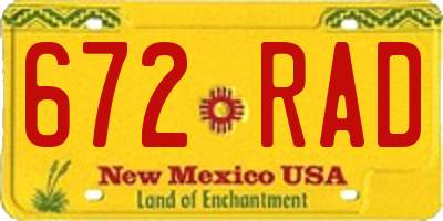 NM license plate 672RAD