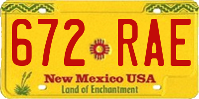 NM license plate 672RAE