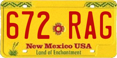 NM license plate 672RAG