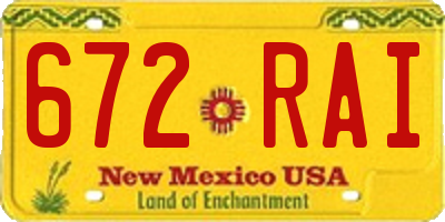 NM license plate 672RAI