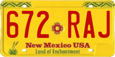 NM license plate 672RAJ