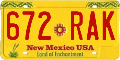 NM license plate 672RAK