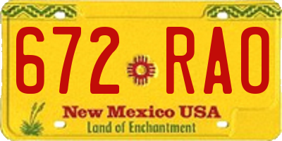 NM license plate 672RAO