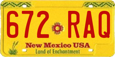 NM license plate 672RAQ