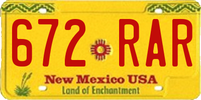 NM license plate 672RAR