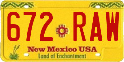 NM license plate 672RAW