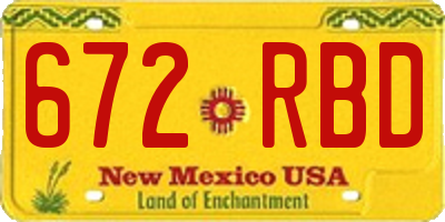 NM license plate 672RBD