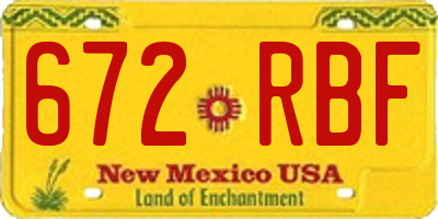 NM license plate 672RBF